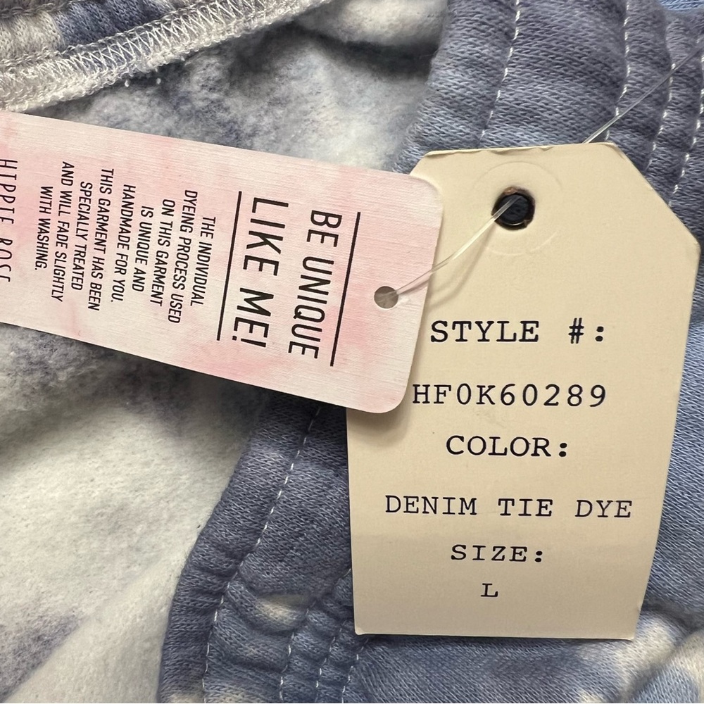 Hippie Rose sweatpants blue & white tie dye large NWT - Picture 4 of 5